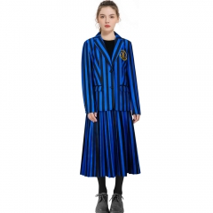 Nevermore Academy Uniform Wednesday Addams Cosplay Costume Blue In Stock-Takerlama