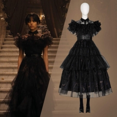 Adult Wednesday Addams Cosplay Costume Lolita Dress