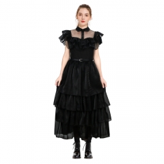 Adult Wednesday Addams Dance Dress Party Costume Black Lolita Merlina Dress