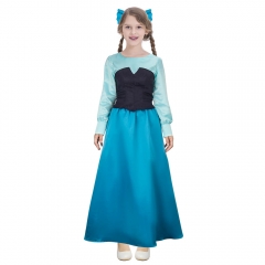 Kids The Little Mermaid Dress Ariel Princess Blue Seamaid Cospaly Costume In Stock