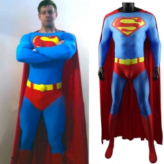 Superman 1978 Cosplay Costume Superhero Clark Kent  Jumpsuit Cloak