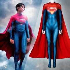 The Flash Movie Supergirl Cosplay Costume DCEU Superheroe Jumpsuit Cloak