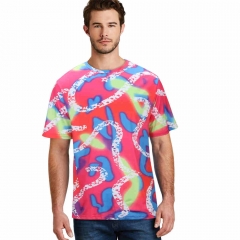 Men's Pink Neon Hawaiian T-Shirt Ken Venice Beach Skate Top