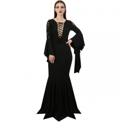 Morticia Addams Gothic Maxi Dress Wednesday 2023 The Addams Family Witch Vintage Cosplay Costume
