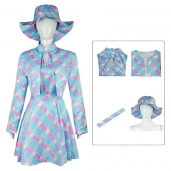 Margot Robbie Blue Outfit Dress Hat Movie 2023 Halloween Costume