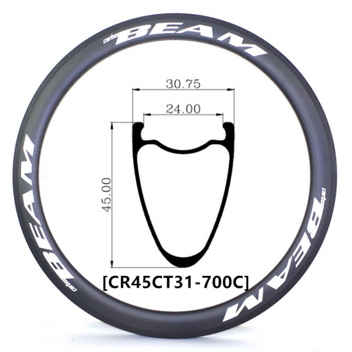 [CB45CT31-700C] 420g NEW Gravel Bike 45mm Depth 700C Carbon Fiber Road Rim Clincher Tubeless Compatible carbon rims