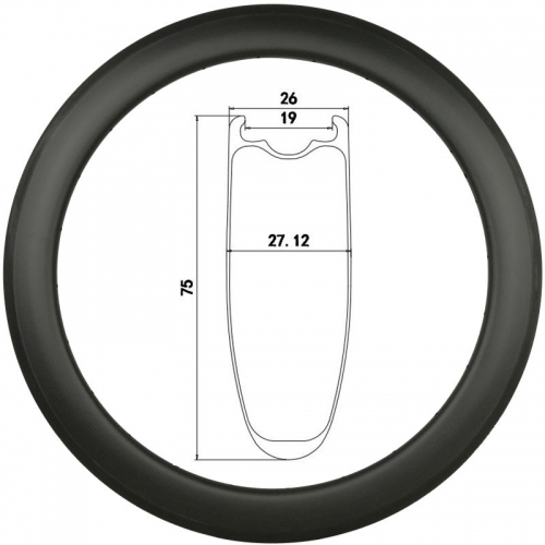 [CB26RCT75]  Carbon Road Bike 75mm Depth 700C Carbon Rim Clincher Tubeless bike rims 