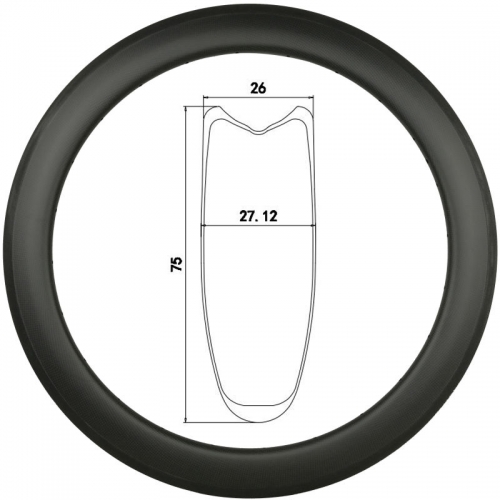 [CB26RT75]  Carbon Road Bike 75mm Depth 700C Carbon Rim Tubular bike rims 