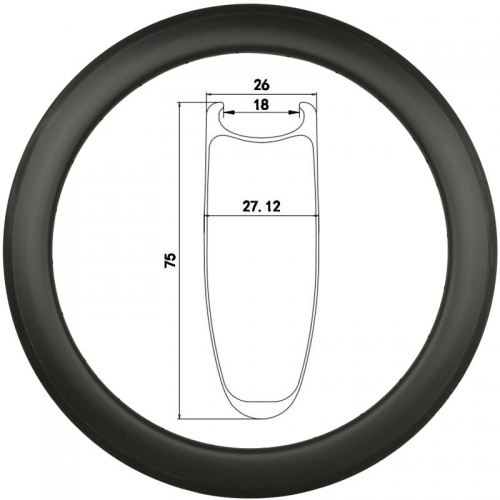 [CB26RC75]  Carbon Road Bike 75mm Depth 700C Carbon Rim Clincher bike rims 