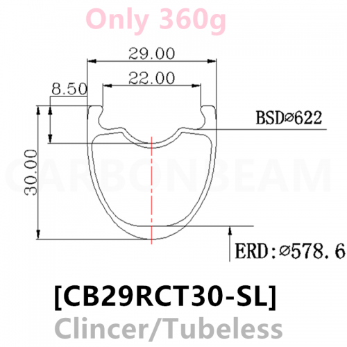 [CB29RCT30-SL] 700C T800 NEW Gravel  Road Bike 30mm Depth 700C Carbon Fiber Rim Clincher Tubeless Compatible rims