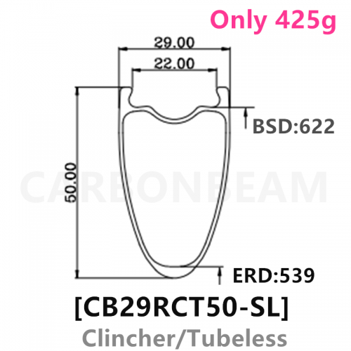 [CB29RCT50-SL] 700C T800 NEW Gravel  Road Bike 29mm wide 50mm Depth 700C Carbon Fiber Rim Clincher Tubeless Compatible rims