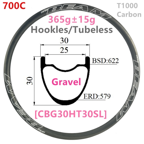 [CBG30HT30SL-700C] T1000 Only 3650g NEW CX Gravel Bike 30mm Depth 700C Carbon Fiber Road Rim Tubeless Hookless carbon rims