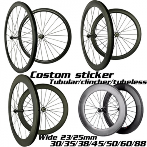 thumbnail image 2 of 700C Carbon Clincher Wheelset 50mm Deep U-Shape | Road Bike Front & Rear Rim Brake | 25-28C Compatible 2 of 5
