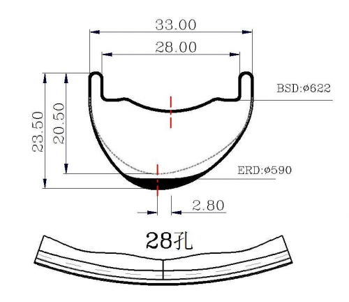 [CBLA29XC3323SL] 2024 New Desgin Only 320g T1000 33mm Width 23.5mm Depth Internal 28mm Asymmetric 29er Carbon Fiber Mountain Bike Hookles Tubeless rim