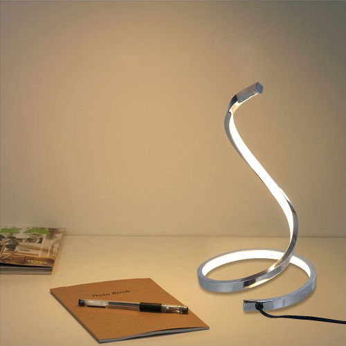 Karmiqi LED Table Lamp,7W Curved Desk Lamp,Modern Spiral Bedside Nightstand Lamp for Bedroom Living Room