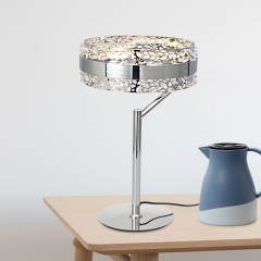Karmiqi LED Bedside Lamps for Bedroom, Modern Bedside Lighting, Crystal Silver Table Lamp for Living Room, LED Strip Lighting Soucre, Metal Base