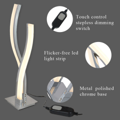 Karmiqi Dimmable LED Desk Lamp,Touch Control Table Lamp,Arc Modern Bedside Lamps for Bedroom Reading Living Room