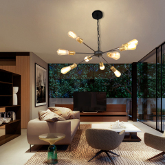 Karmiqi Modern Sputnik Chandelier Pendant Lighting 9 Lights Mid Century Ceiling Light for Living Room Bar Kitchen Dining Room
