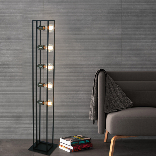 Karmiqi Modern Floor Lamp for Living Room,Metal Industrial Tall Light Black,Simple Standing Light for TV Room,Guest Room,Bedroom