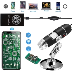 Jiusion WiFi USB Digital Handheld Microscope 40 to 1000x Wireless Magnification Endoscope 8 LED Mini Camera with Phone Suction Compatible with iPhone
