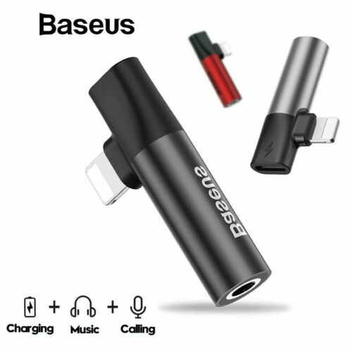Baseus 2 in 1 Lightning To 3.5mm Jack Audio Adapter Headphone For iPhone XS Max