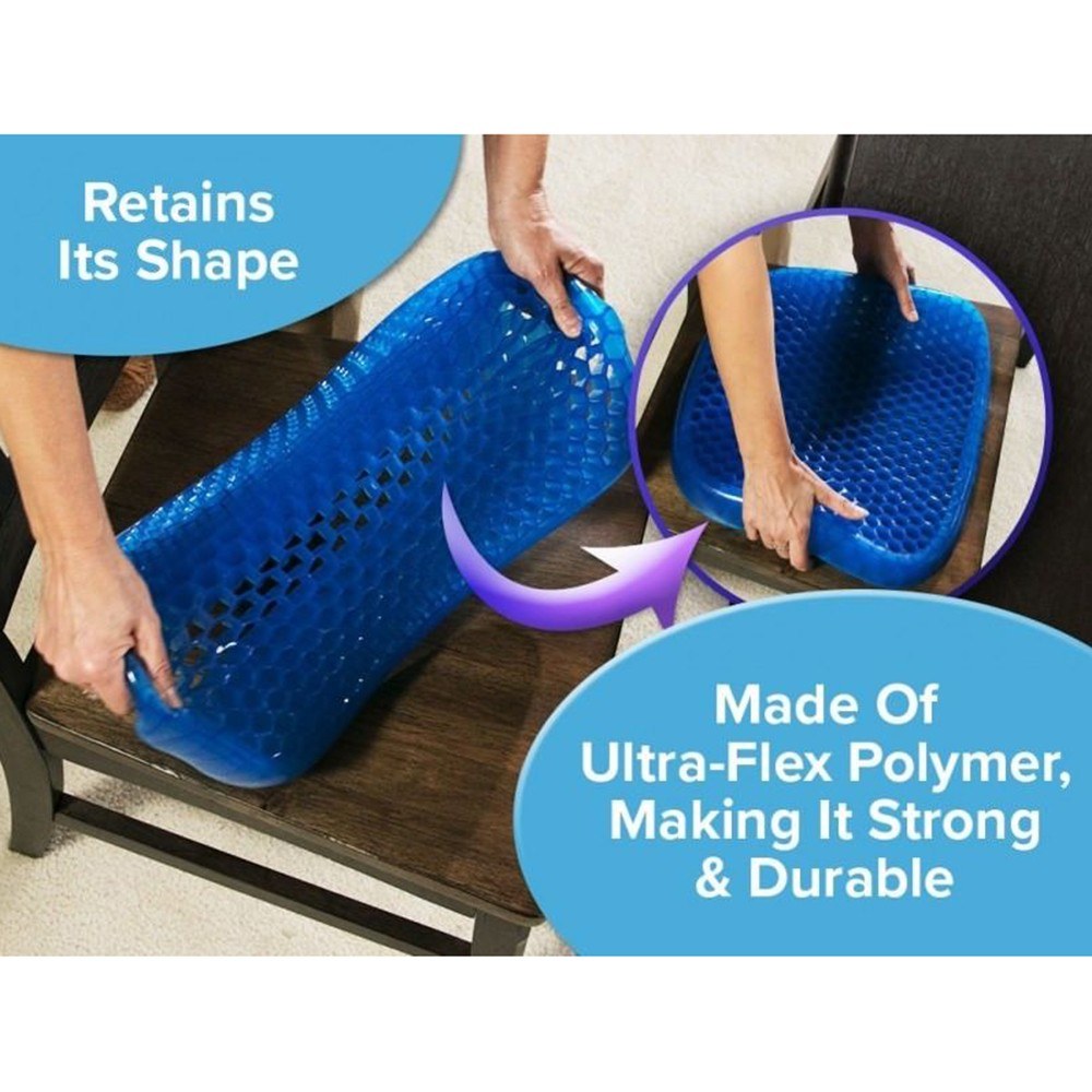 Gel Chair Seat Cushion for Office Chair - Orthopedic Polymer Gel Design -  Blue