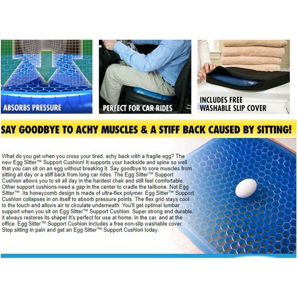 Gel Seat Cushion Non Slip Egg Sitter Pad Breathable Pressure Sore  Relief,Home & Kitchen