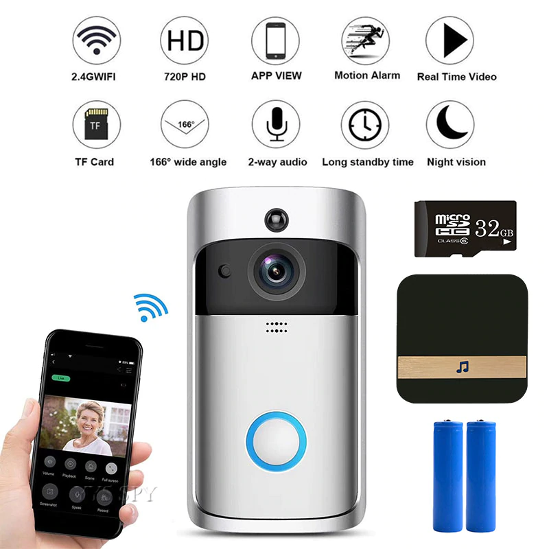WiFi Doorbell Real-Time HD Video Intercom Auto IR Cut Motion Alarm Door Ring Bell Mini Camera By Phone Monitor For Home Security