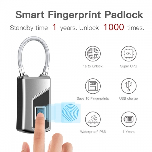 NEW Original Smart Fingerprint Padlock IP66 Waterproof Security Safe Pickproof Door Luggage Case Bag Anti-Thief Digital Lock