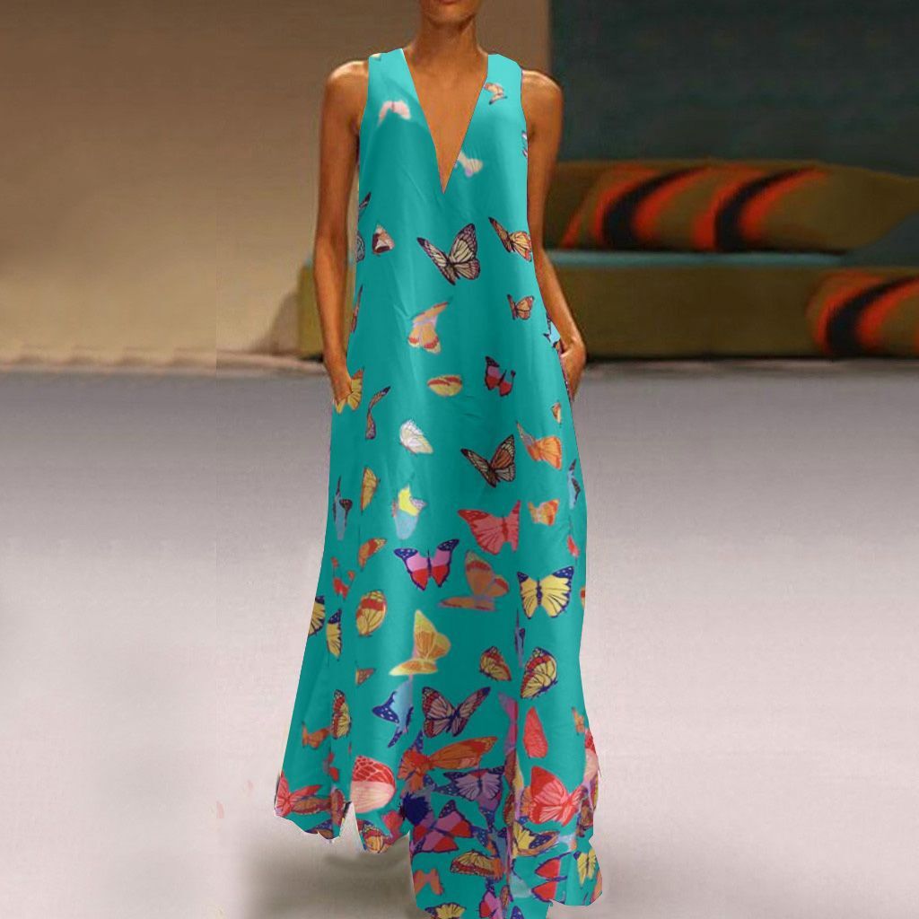 knee length dresses for ladies Butterfly Maxi Dress