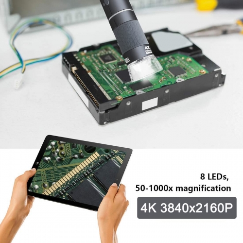 Jiusion 40 Jusqu à 1000X Grossissement Endoscope, 8pcs LED USB 2.0 Microscope  numérique, Mini caméra avec Adaptateur OTG et Support en métal, Compatible  avec Mac Window 7 8 10 11 Android Linux 