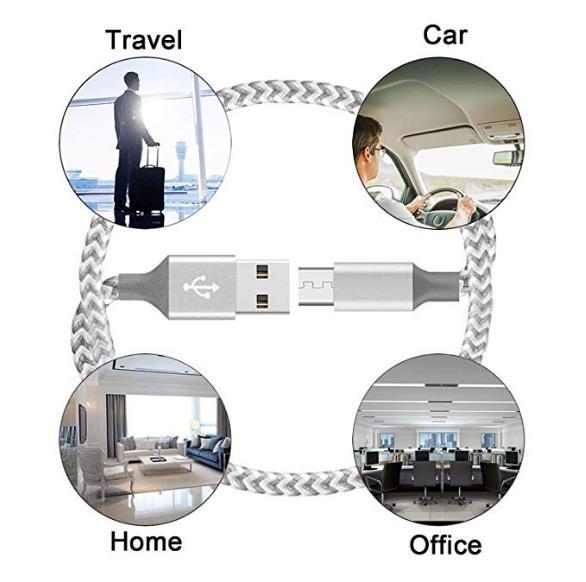 Anyfe Elbow Nylon Braided USB Cable,High Speed Data and Charging with Micro USB / Type C / Lightning Cable