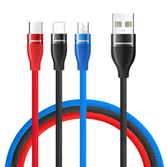 Anyfe 3 in 1 USB Cable,Nylon Braided USB,High Speed Data and Charging with Micro USB / Type C / Lightning Cables