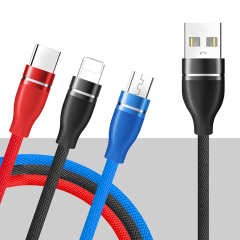 Anyfe 3 in 1 USB Cable,Nylon Braided USB,High Speed Data and Charging with Micro USB / Type C / Lightning Cables