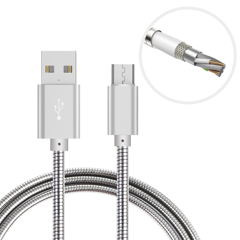 Anyfe Micro metal spring Cable,High Speed Data and Charging with Micro USB / Type C / Lightning Cables