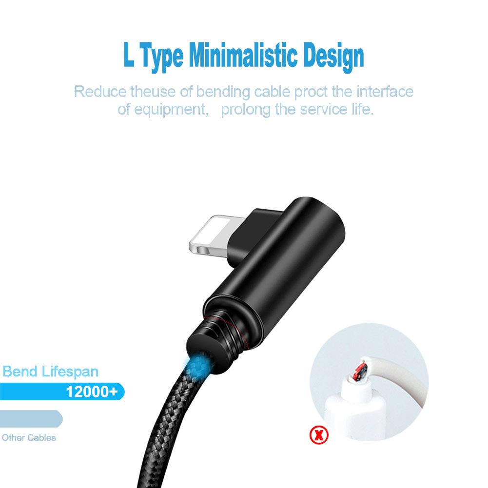 Anyfe 3 in 1 USB Cable,Elbow Nylon Braided USB,High Speed Data and Charging with Micro USB / Type C / Lightning Cables