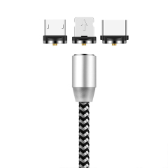 Anyfe Magnetic Cable Round 3 in 1,Nylon Braided USB,High Speed Data and Charging with Micro USB / Type C / Lightning Cables