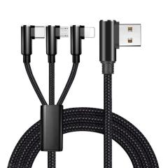 Anyfe 3 in 1 USB Cable,Elbow Nylon Braided USB,High Speed Data and Charging with Micro USB / Type C / Lightning Cables