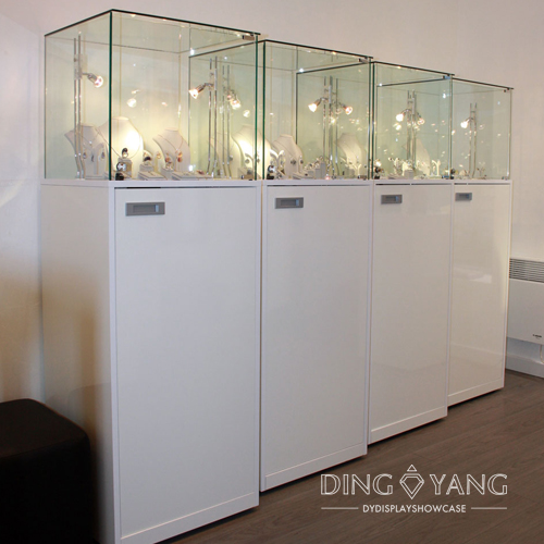 White Jewelry Pedestal Display Cases