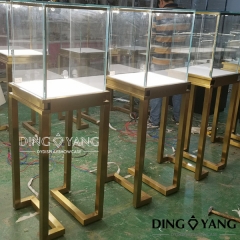 Golden Glass Jewelry Display Cases
