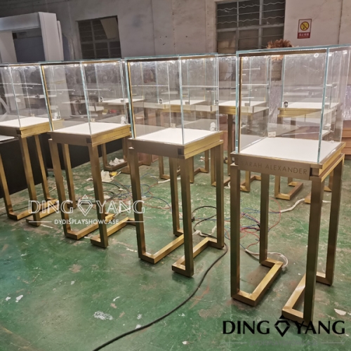 Golden Glass Jewelry Display Cases