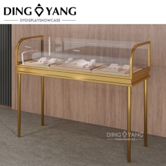 Glossy White Golden Jewelry Display Cases