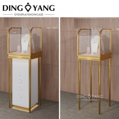 Glossy White Golden Jewelry Display Cases