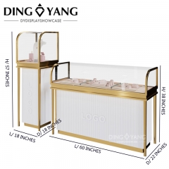 Glossy White Golden Jewelry Display Cases