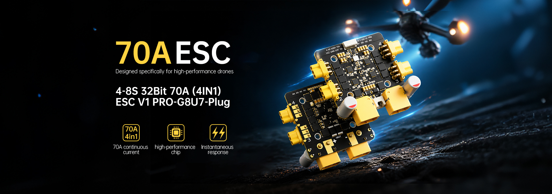 4-8S 32Bit 70A (4IN1) ESC V1 PRO-G8U7-Plug