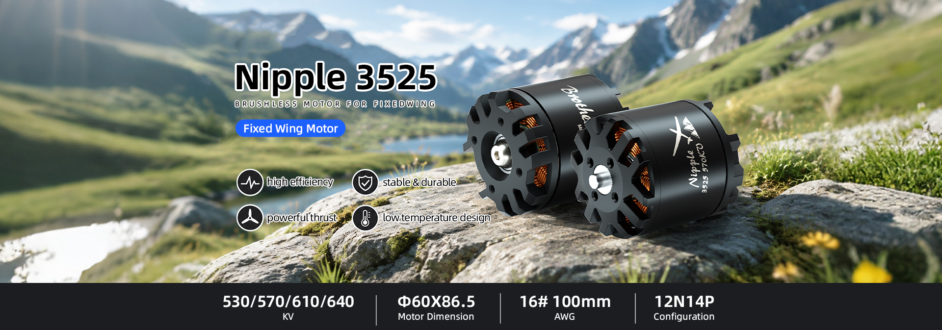 Nipple 3525 530KV/570KV/610KV/640KV Motor