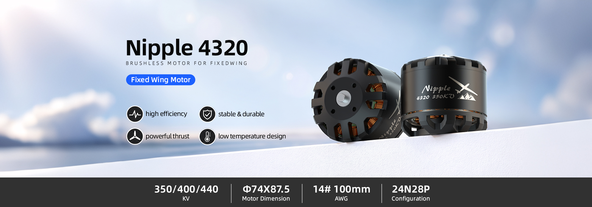 Nipple 4320 350KV/400KV/440KV Motor