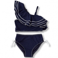 Ruffled tankini top side knot bottom two piece swim suit