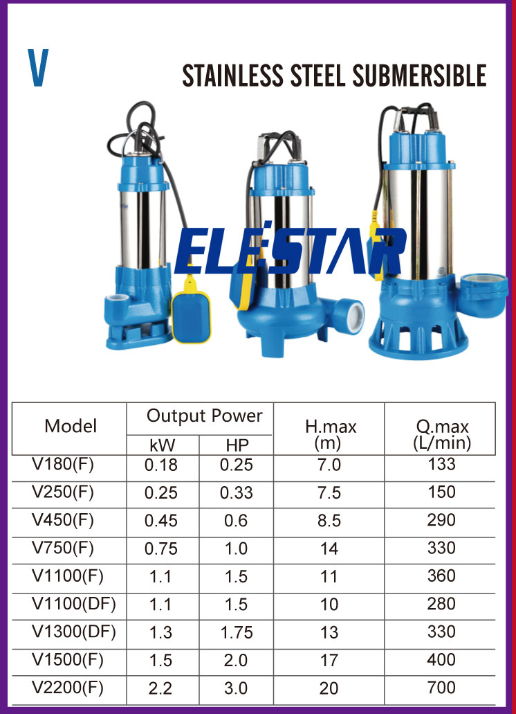 Domestic and Industrial Drainage V submersible water pump