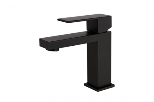 Black Square Deck Mounted Basin Sink Faucet Hot & Cold Mixer Bathroom Tap Single Handle